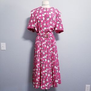 Vintage 80's 90's retro floral print glam party dress 14